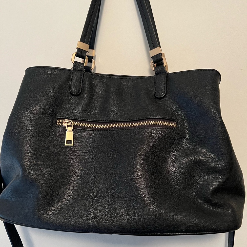 Elegant Black Leather Tote Bag